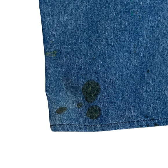 Y2K Red Kap Denim Bib Overalls 46x30 Paint Patina Utility Carpenter Grunge VF - Picture 8 of 16